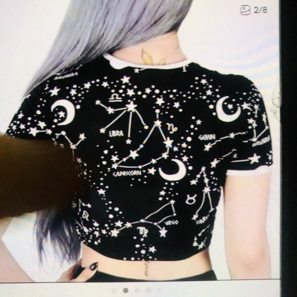Aura zodiac Black and White Astrological Crop Top witch gothic - Picture 4 of 5